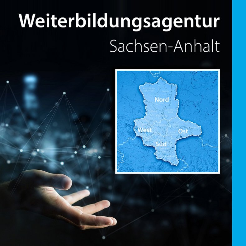 Eine Hand zeigt auf die Karte von Sachsen-Anhalt
